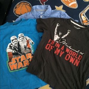 3 t-shirts and 3 pants in good condition